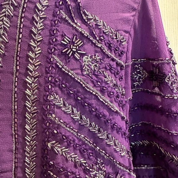 ZARA SHORT  Beaded Purple Tunic  Dress Size S-M Embroidered - Picture 9 of 9